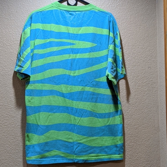 GOLF WANG Tiger Stripe Green Blue Tee RARE Sz XL - Picture 2 of 11